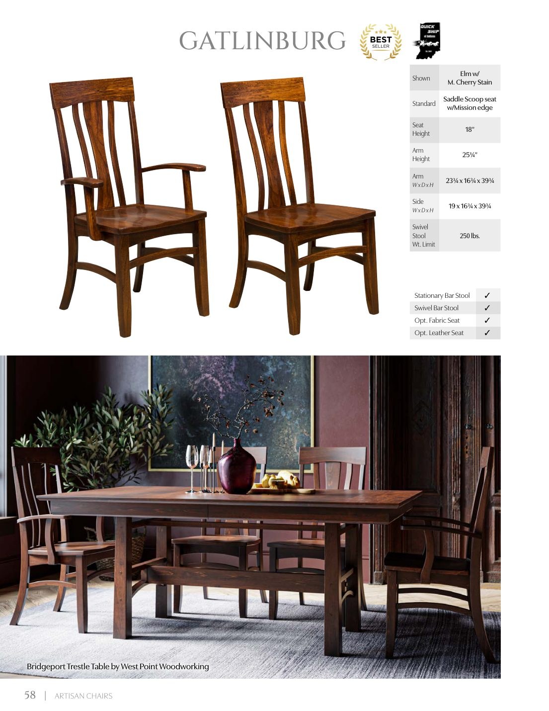 Gatlinburg Side Chair catalog page