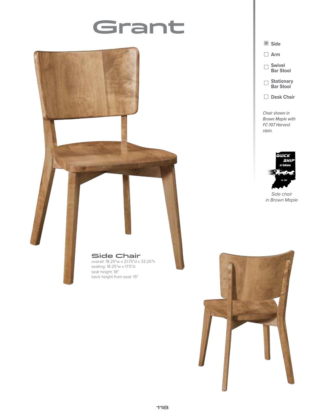 Grant Side Chair catalog page