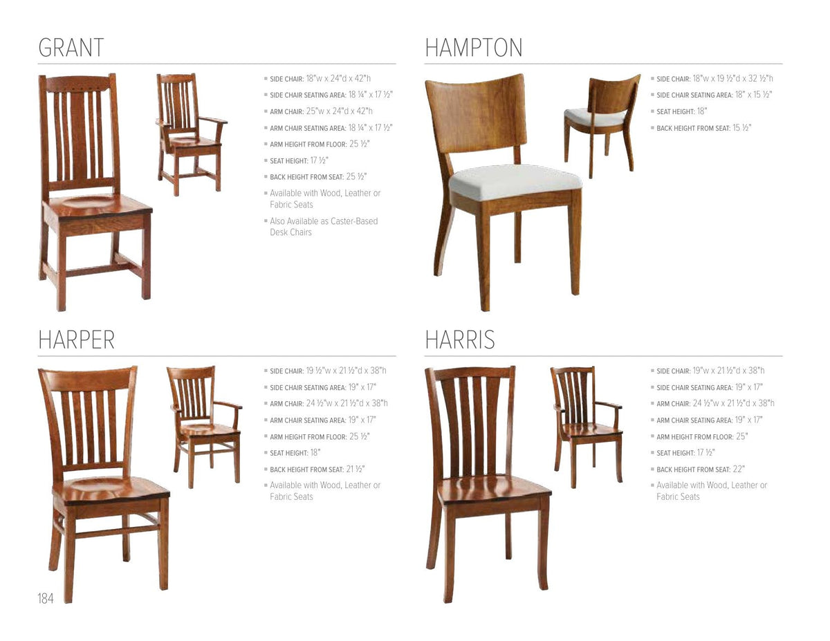 Harper Arm Chair catalog page
