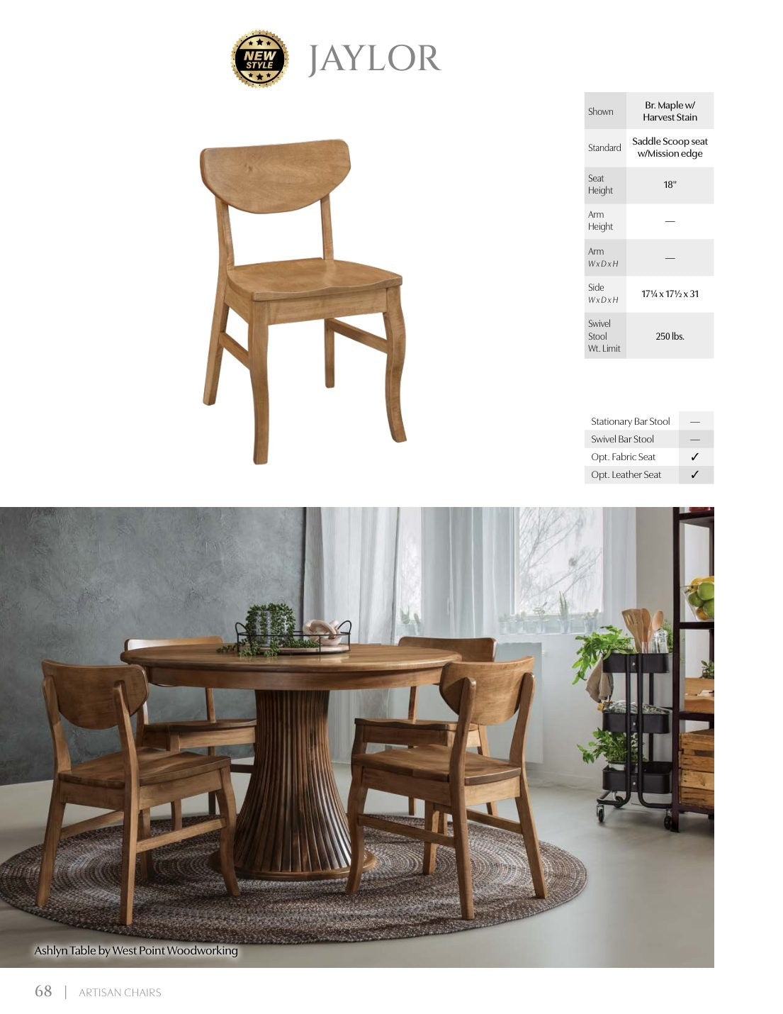 Jaylor Side Chair catalog page