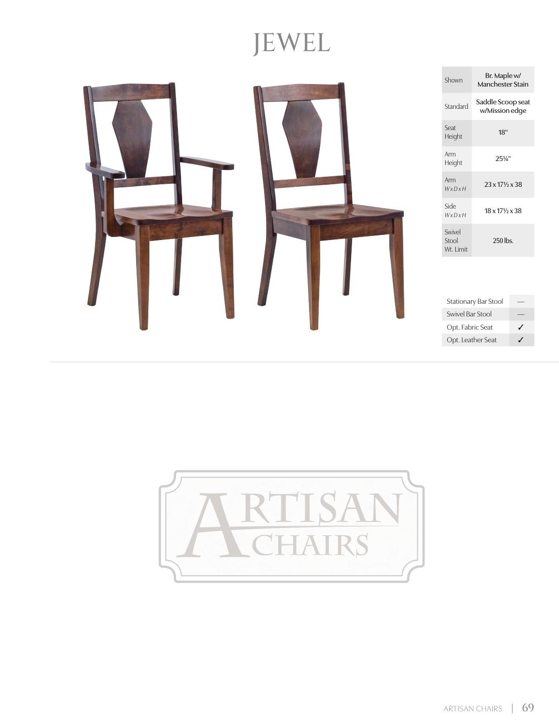 Jewel Arm Chair catalog page