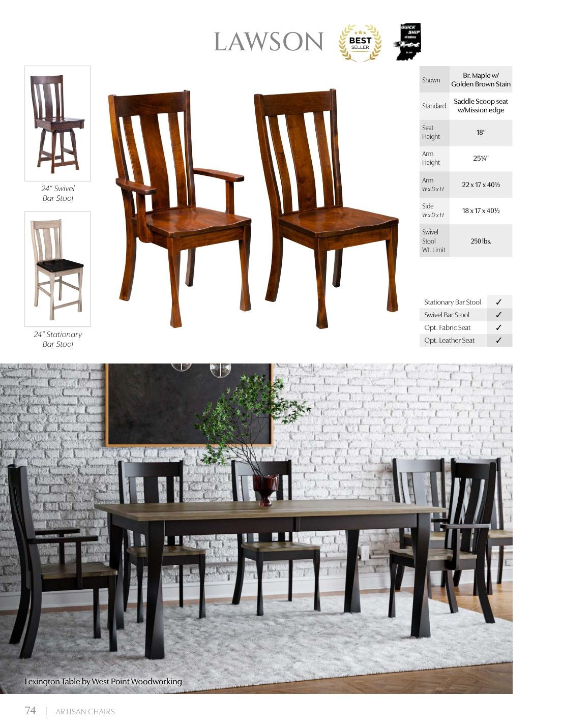 Lawson Side Chair catalog page