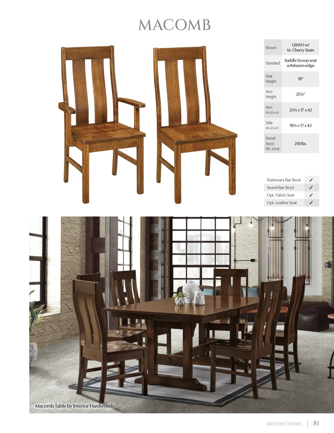 Macomb Side Chair catalog page