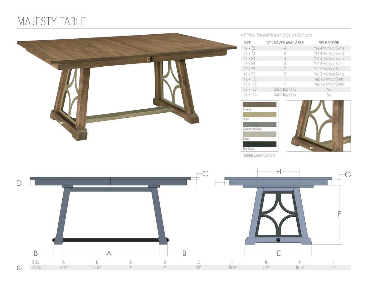 Majesty Table catalog page