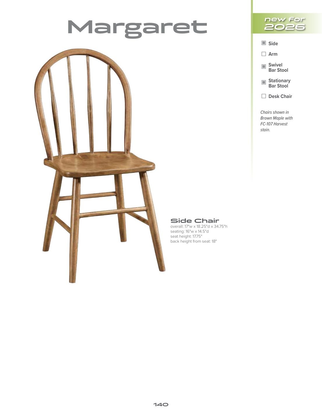 Margaret Side Chair catalog page