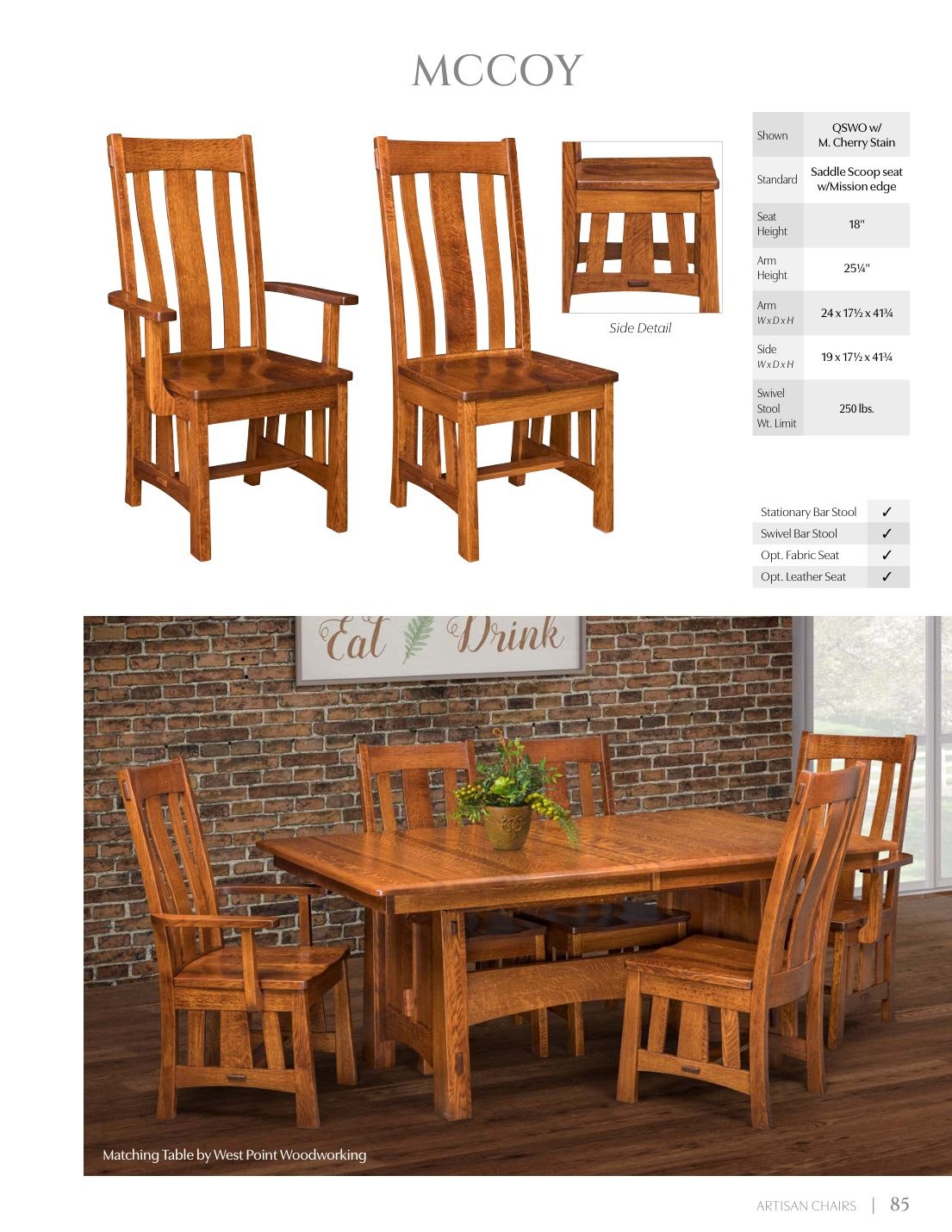 McCoy Arm Chair catalog page