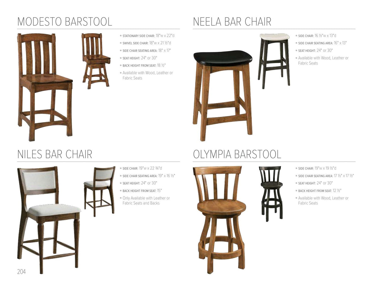 Modesto Stationary Bar Stool catalog page