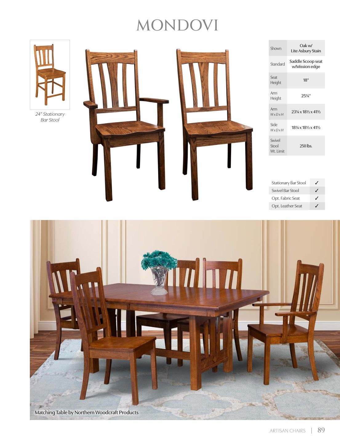 Mondovi Arm Chair catalog page