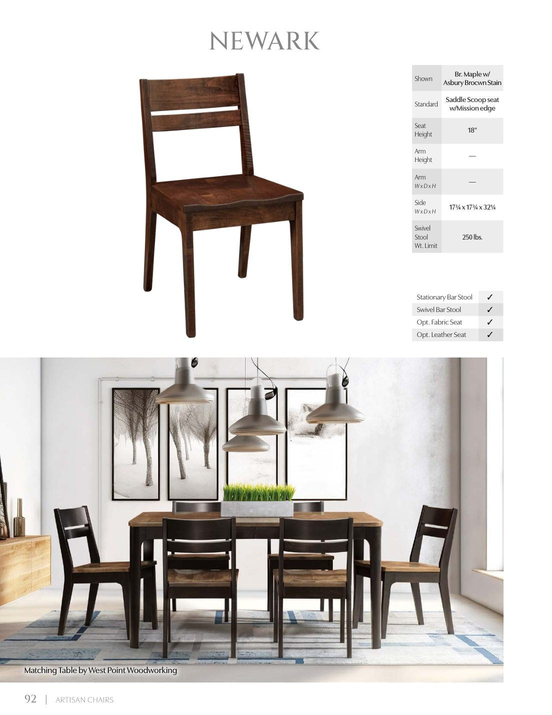 Newark Side Chair catalog page