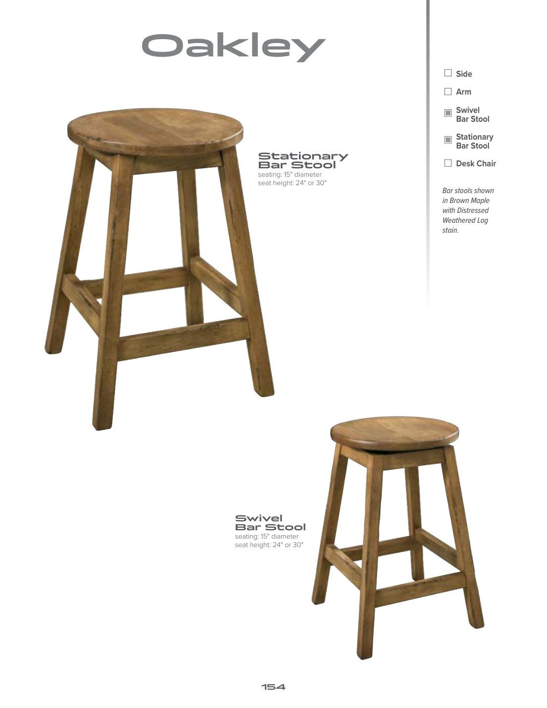 Oakley Swivel Bar Stool catalog page