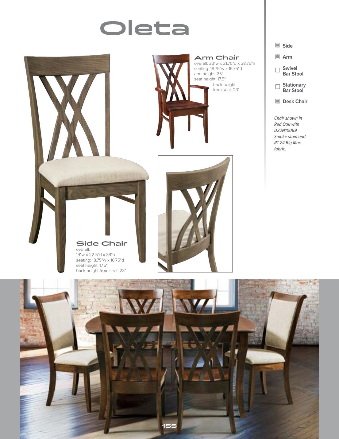 Oleta Arm Chair catalog page