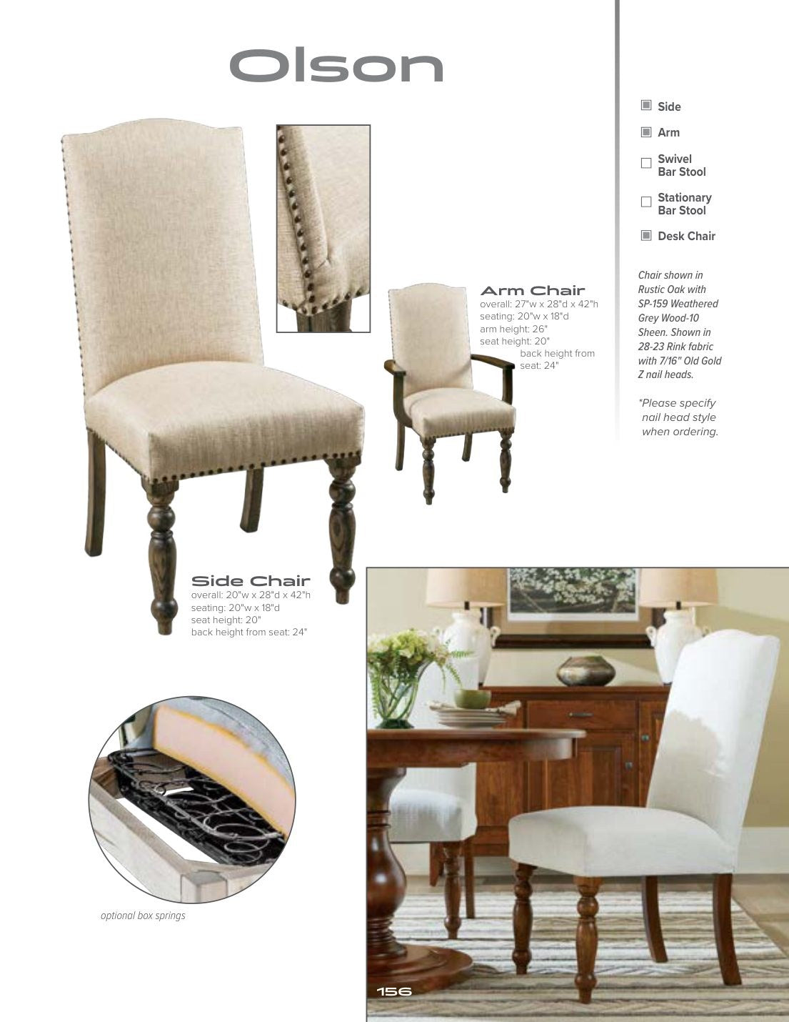 Olson Arm Chair catalog page