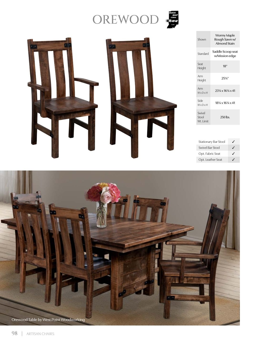 Orewood Arm Chair catalog page
