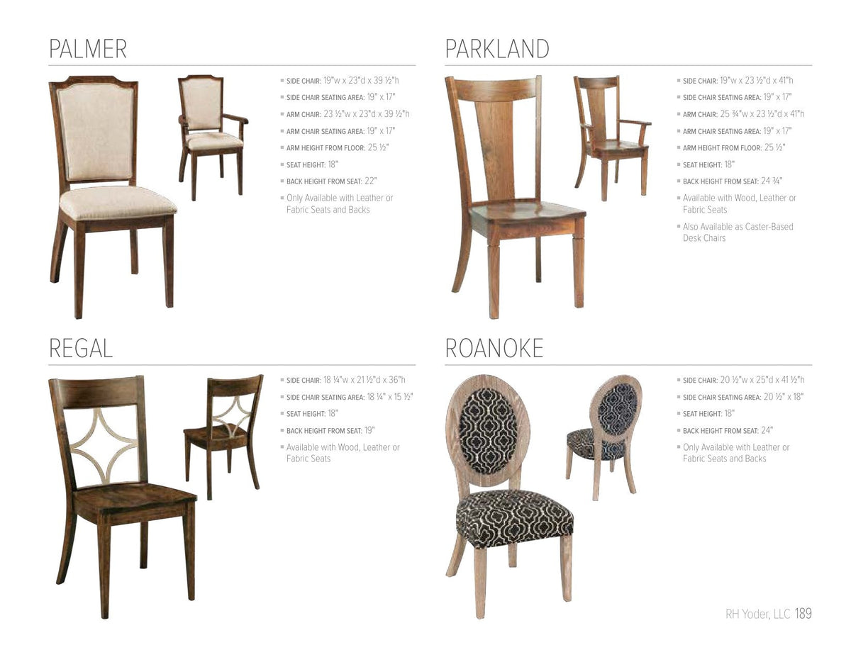 Roanoke Side Chair catalog page
