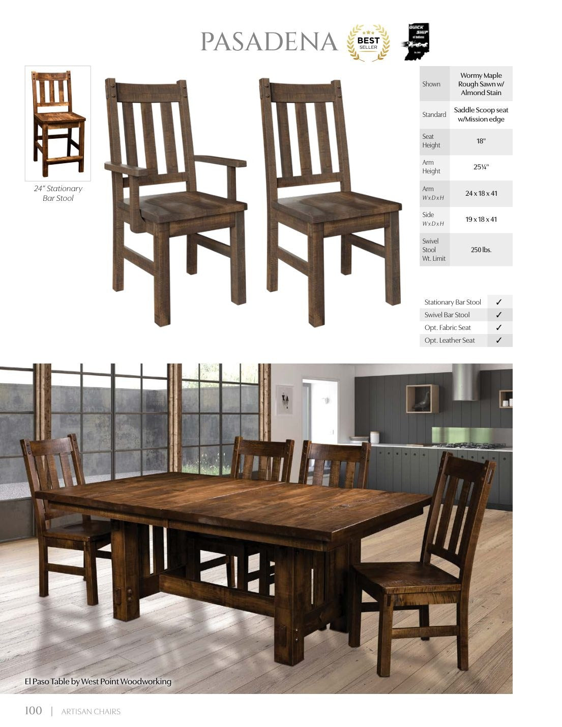 Pasadena Arm Chair catalog page