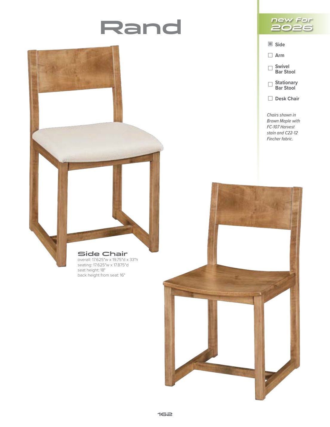 Rand Side Chair catalog page