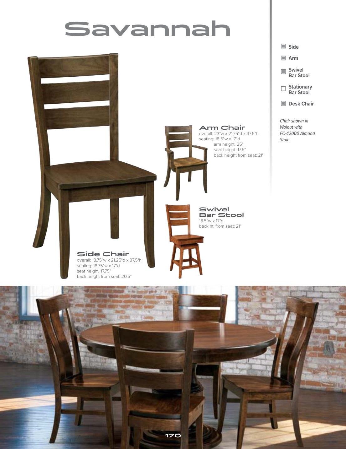 Savannah Swivel Bar Stool catalog page