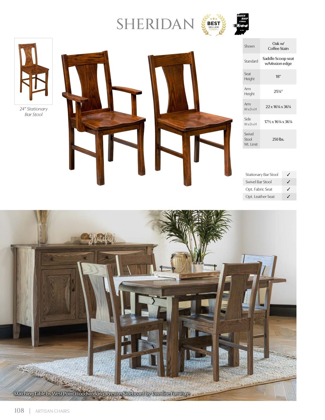 Sheridan Stationary Bar Stool catalog page