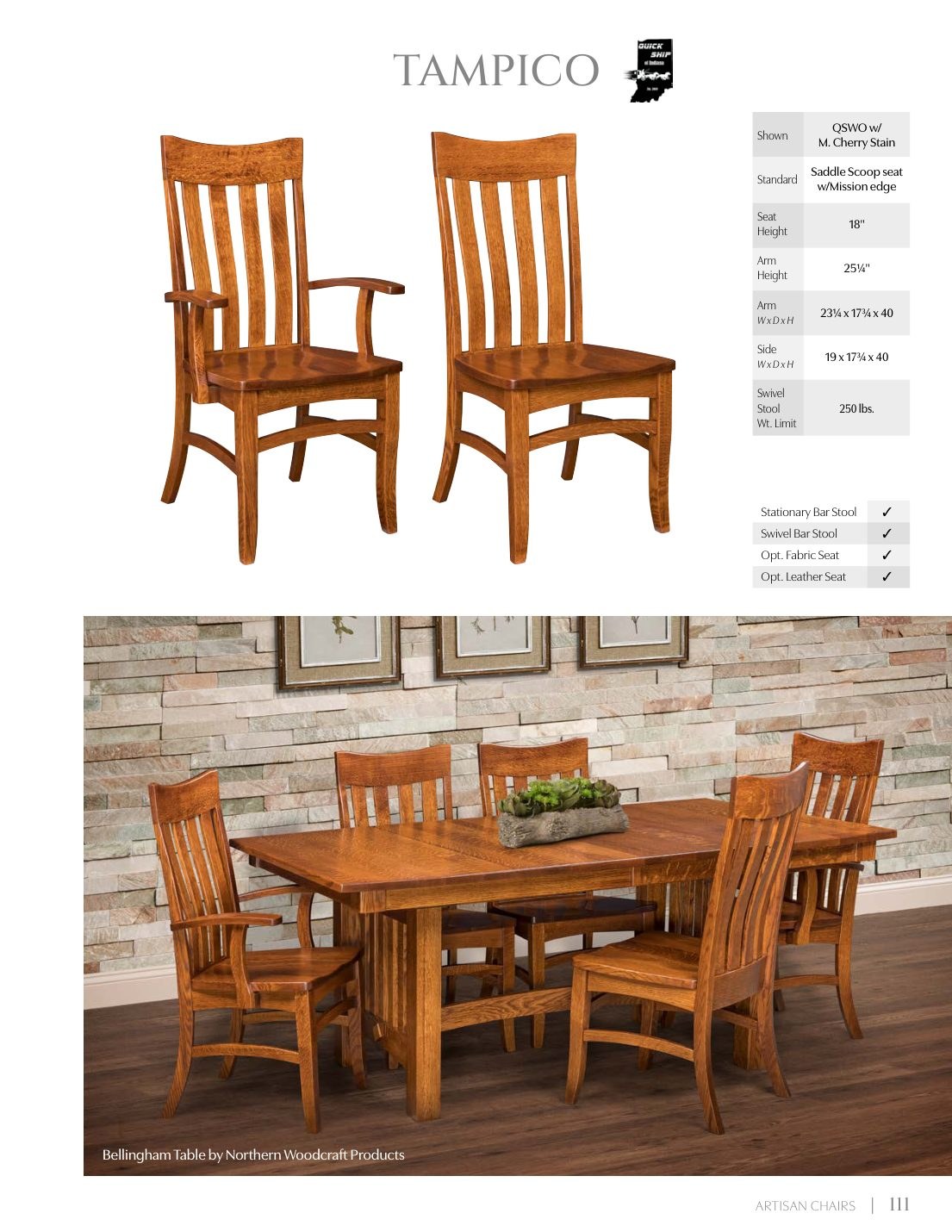 Tampico Arm Chair catalog page