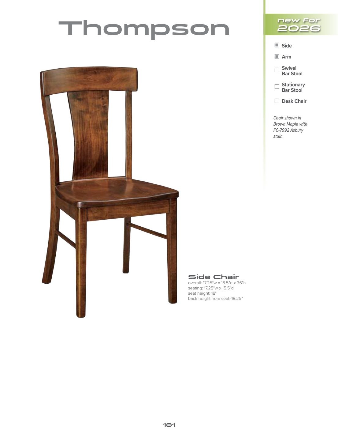 Thompson Side Chair catalog page
