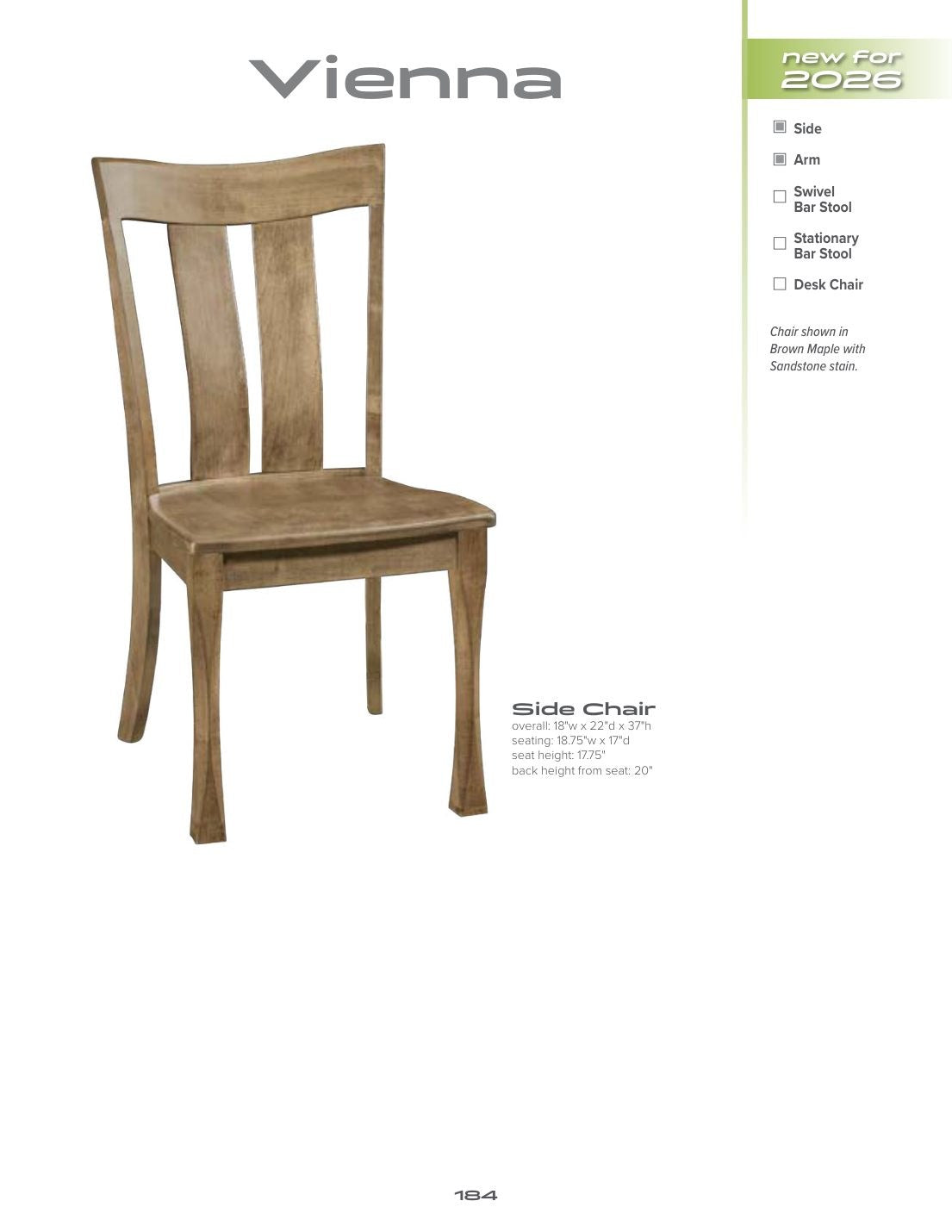 Vienna Side Chair catalog page
