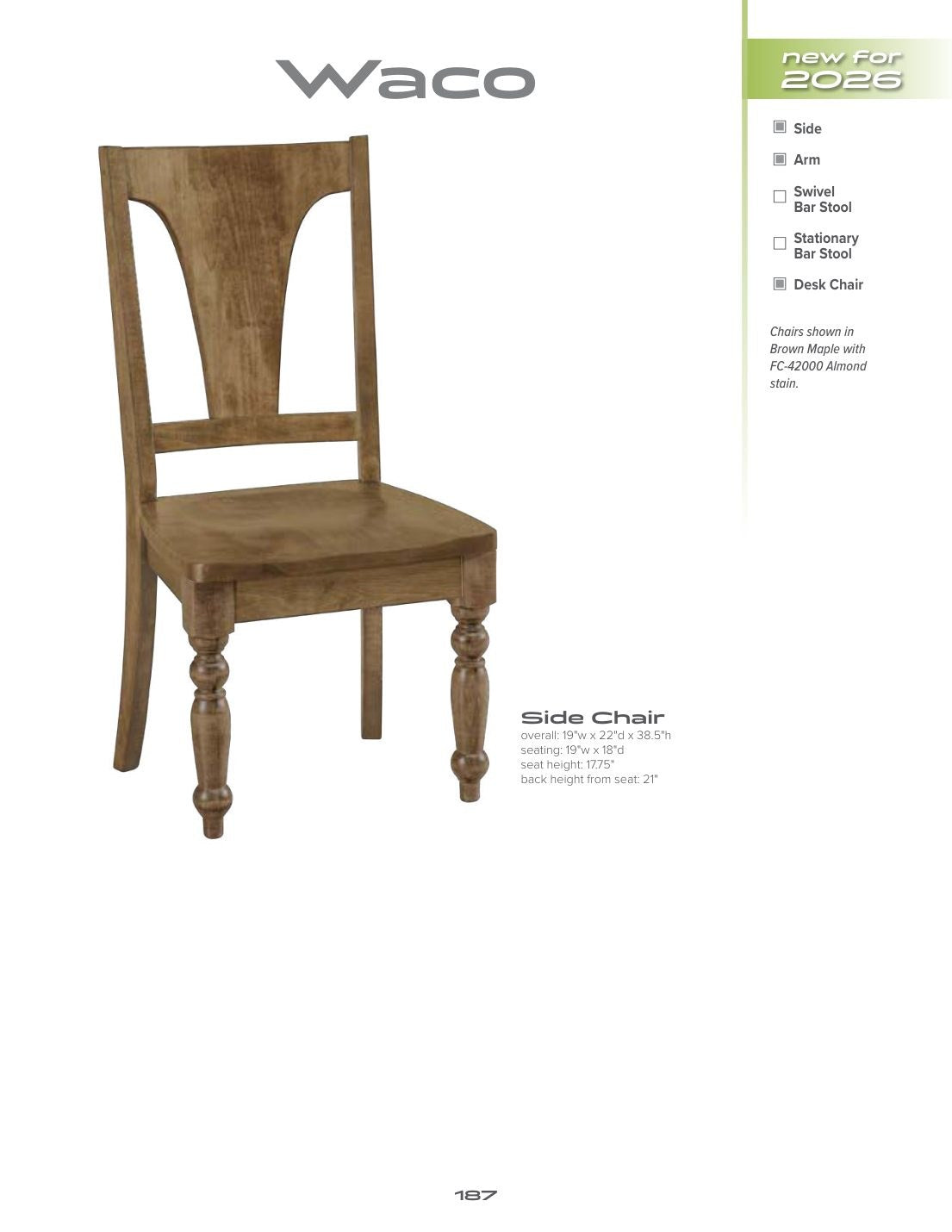 Waco Side Chair catalog page