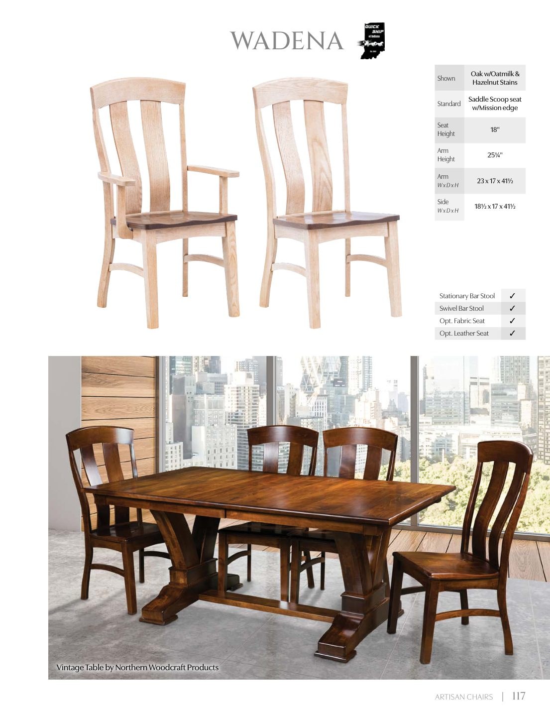 Wadena Arm Chair catalog page