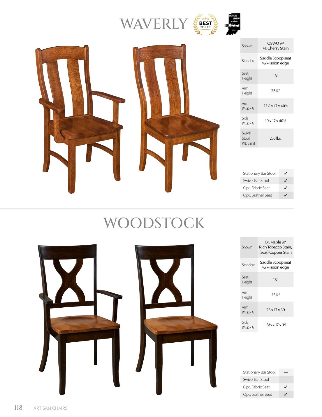 Woodstock Side Chair catalog page