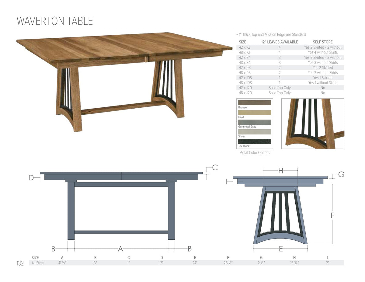 Waverton Table catalog page