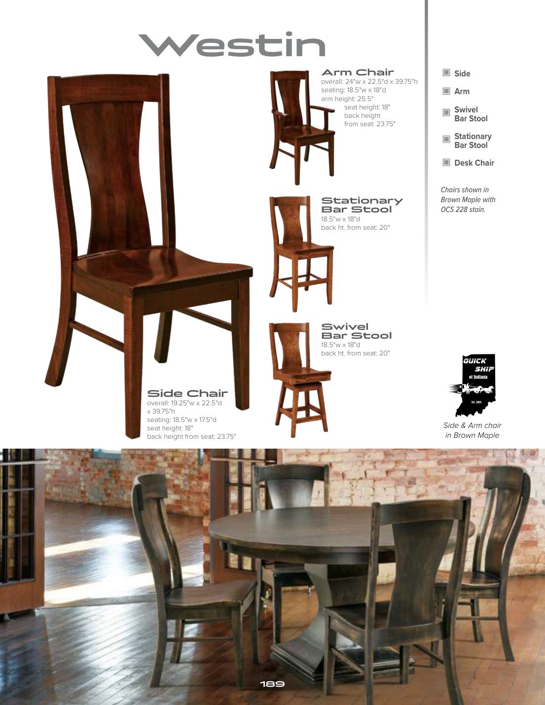 Westin Arm Chair catalog page