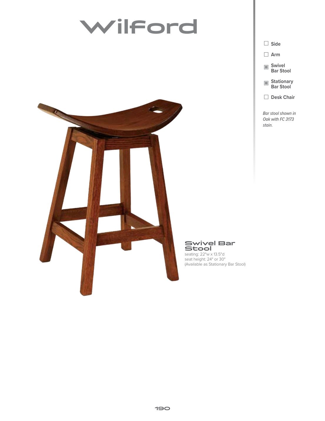 Wilford Swivel Bar Stool catalog page