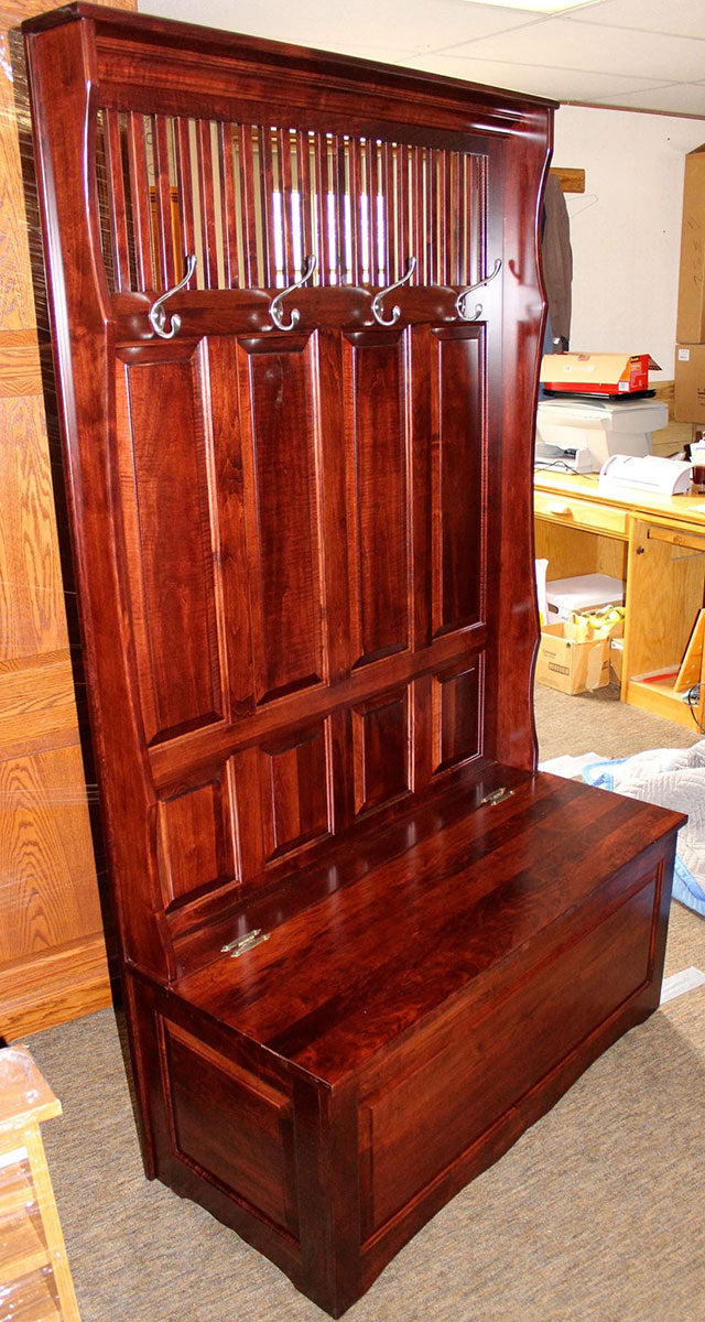 Raised Panel Hall Seat with 4 Panels and Mission Slats in Top
