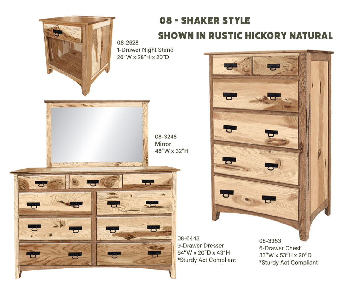 Shaker 9 Drawer Dresser with Optional Mirror – 64"W