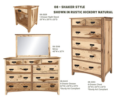 Shaker 9 Drawer Dresser with Optional Mirror – 64"W