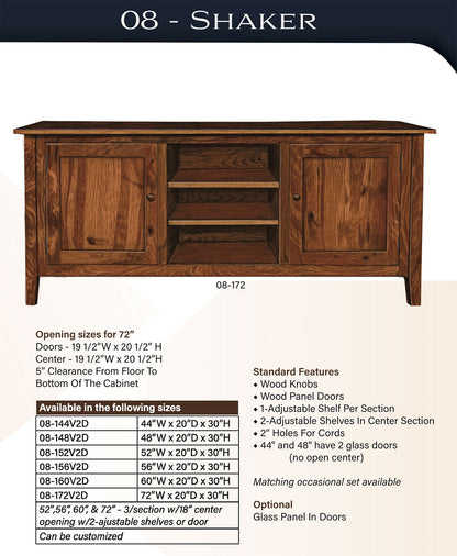 Shaker TV Stand – 72"W