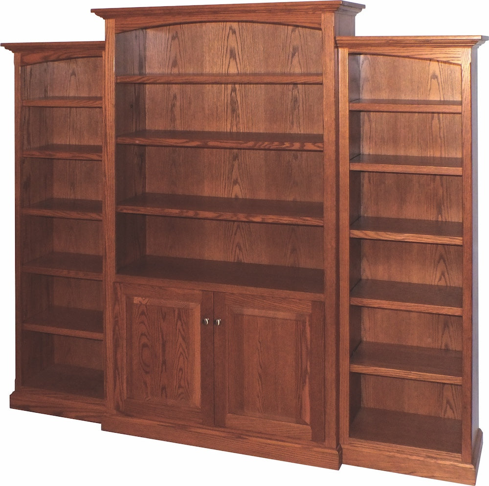 6 1/2′ Deluxe Traditional 3-Piece Bookcase Wall Unit [83 1/2″ Wide]