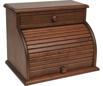 Rolltop Bread Box with Drawer in Beautiful Two-Tone Finish