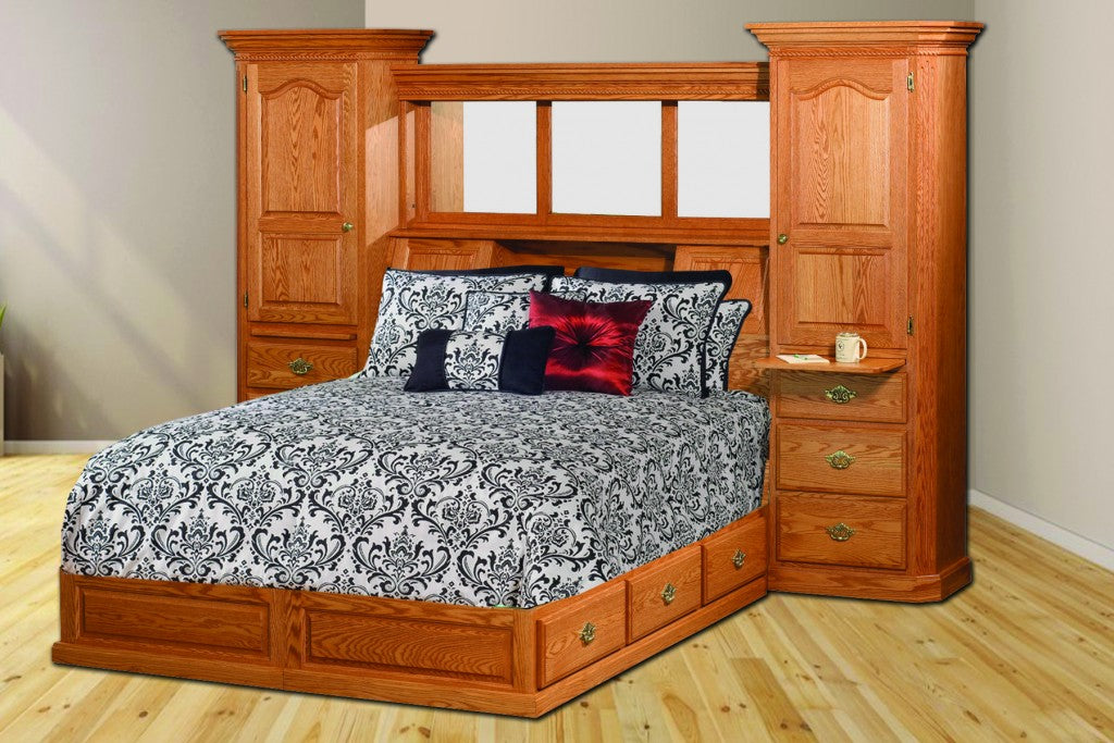 Deluxe All In One Traditional Fluted Bookcase Pedestal Bed