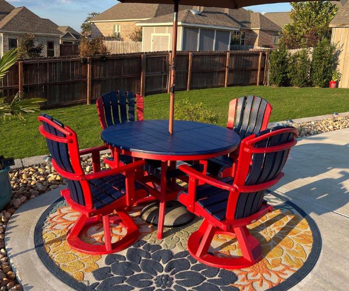 Poly 48" Round Dining Table Set with 4 Swivel Chairs