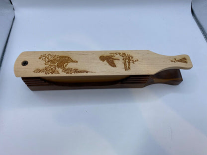 Wooden Amish Crafted "10" Handle Half Moon" Turkey Box Call