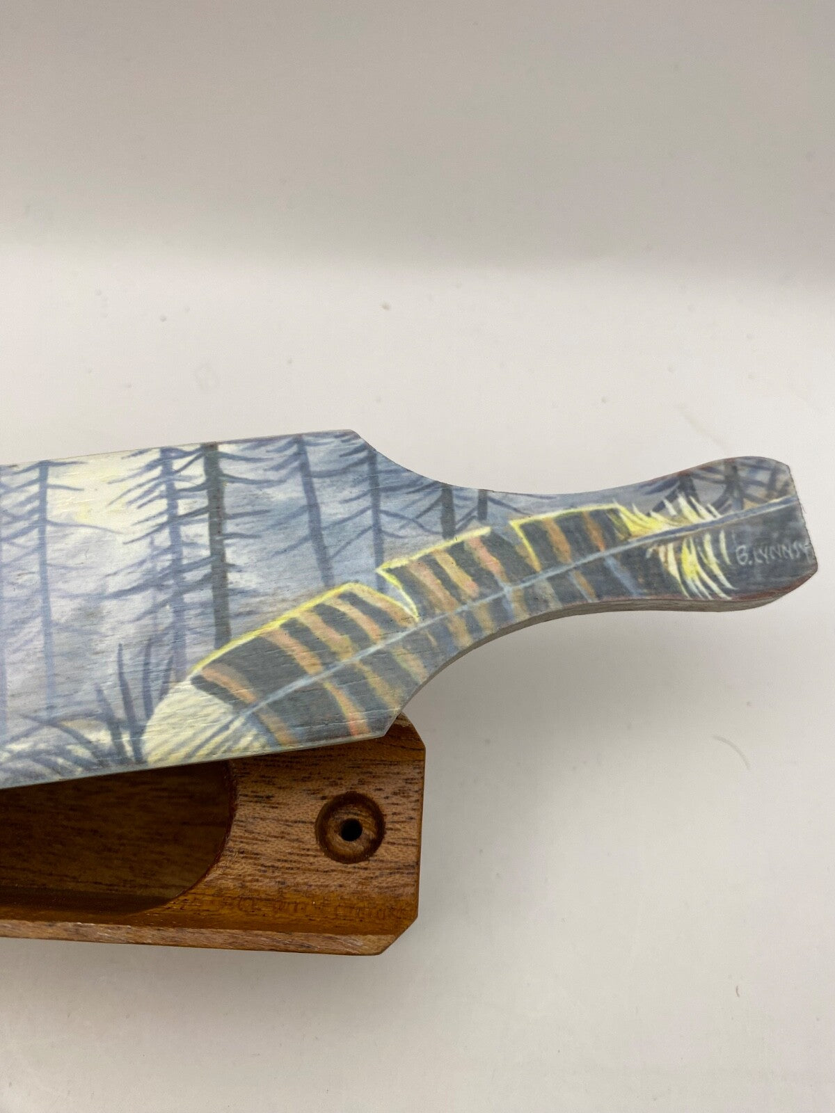 Wooden Amish Crafted Painted Lid Turkey Box Call - Elk Scene - New, Unused!