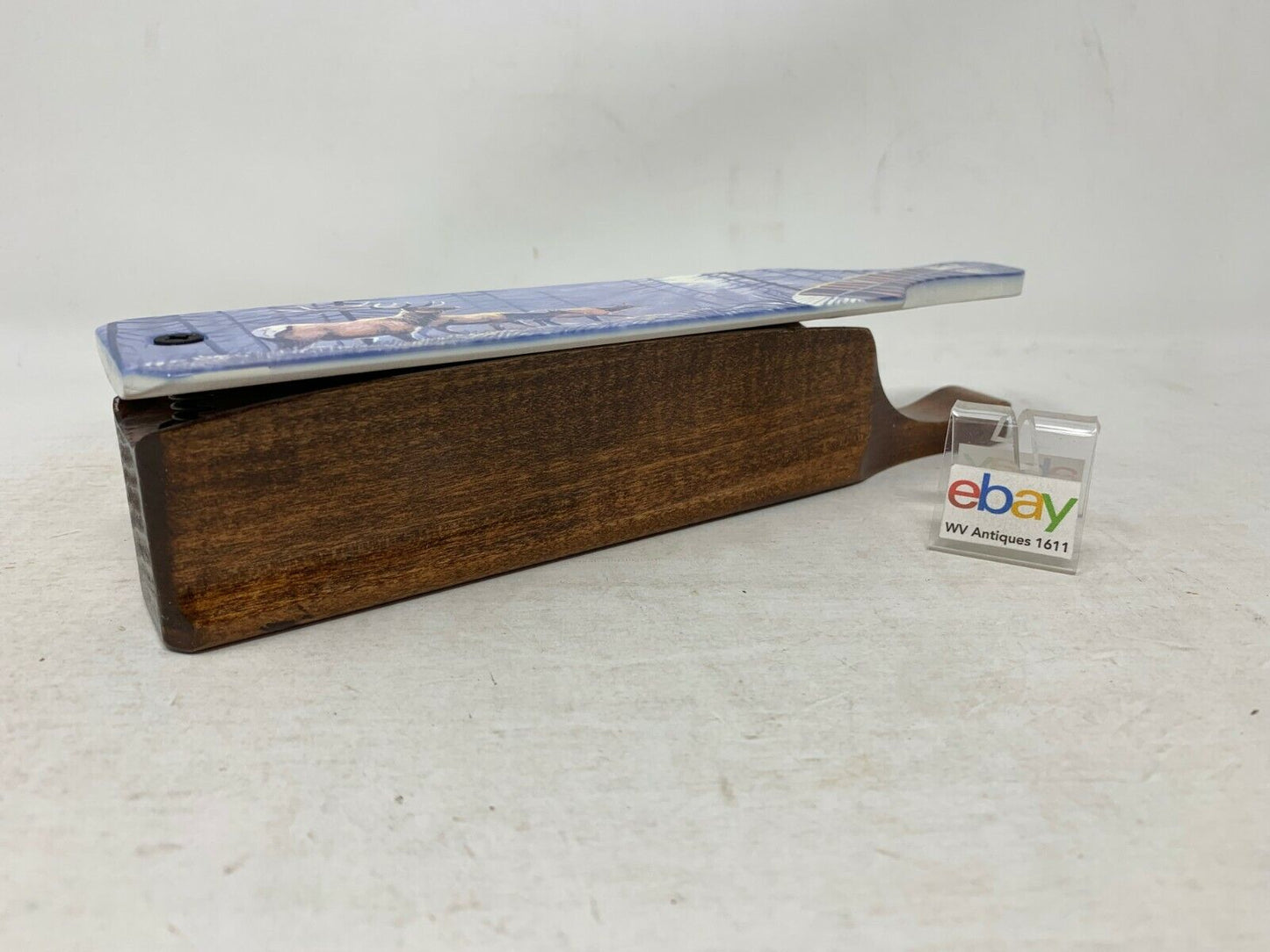 Wooden Amish Crafted Painted Lid Turkey Box Call - Elk Scene