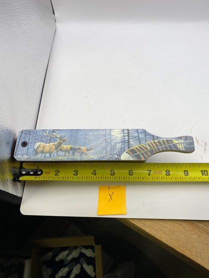 Wooden Amish Crafted Painted Lid Turkey Box Call - Elk Scene - New, Unused!