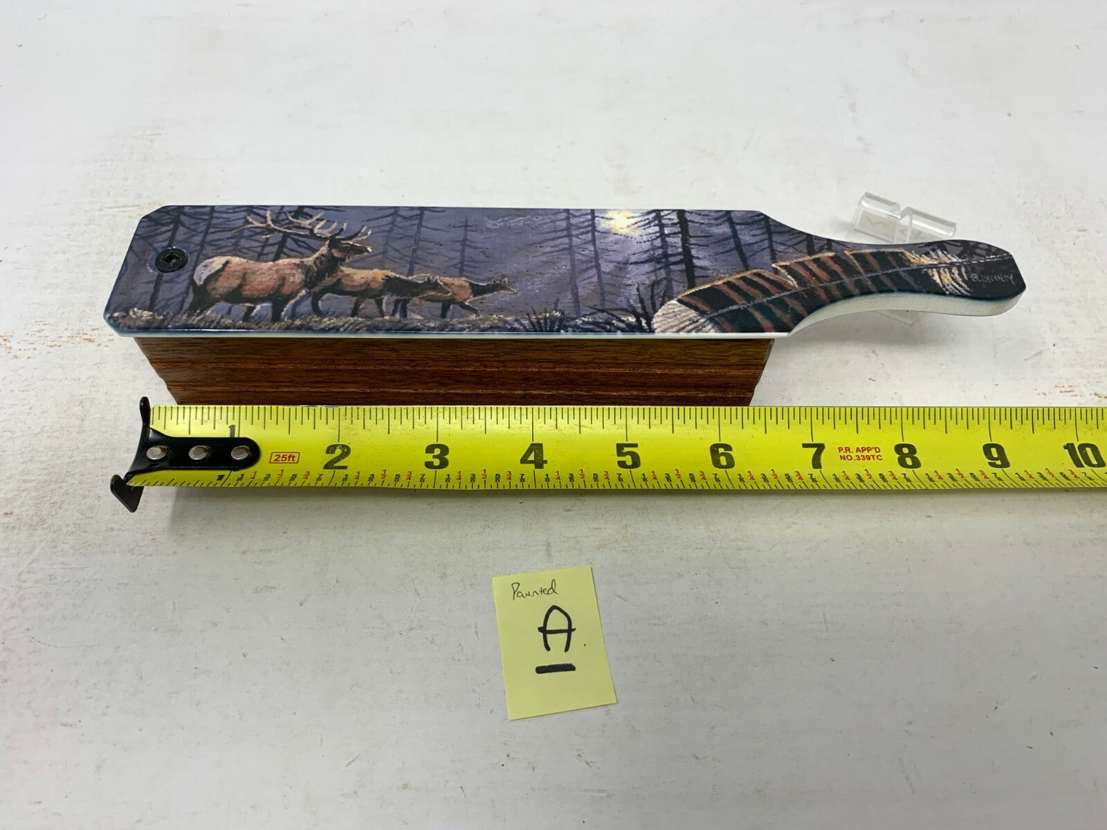 Wooden Amish Crafted Painted Lid Turkey Box Call - Elk Scene - New, Unused!