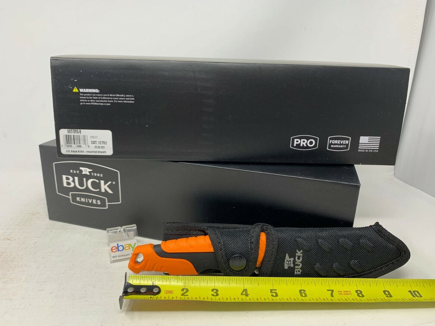 Buck USA 657 Large Pursuit PRO Fixed Blade Hunting Knife with Sheath, Guthook!