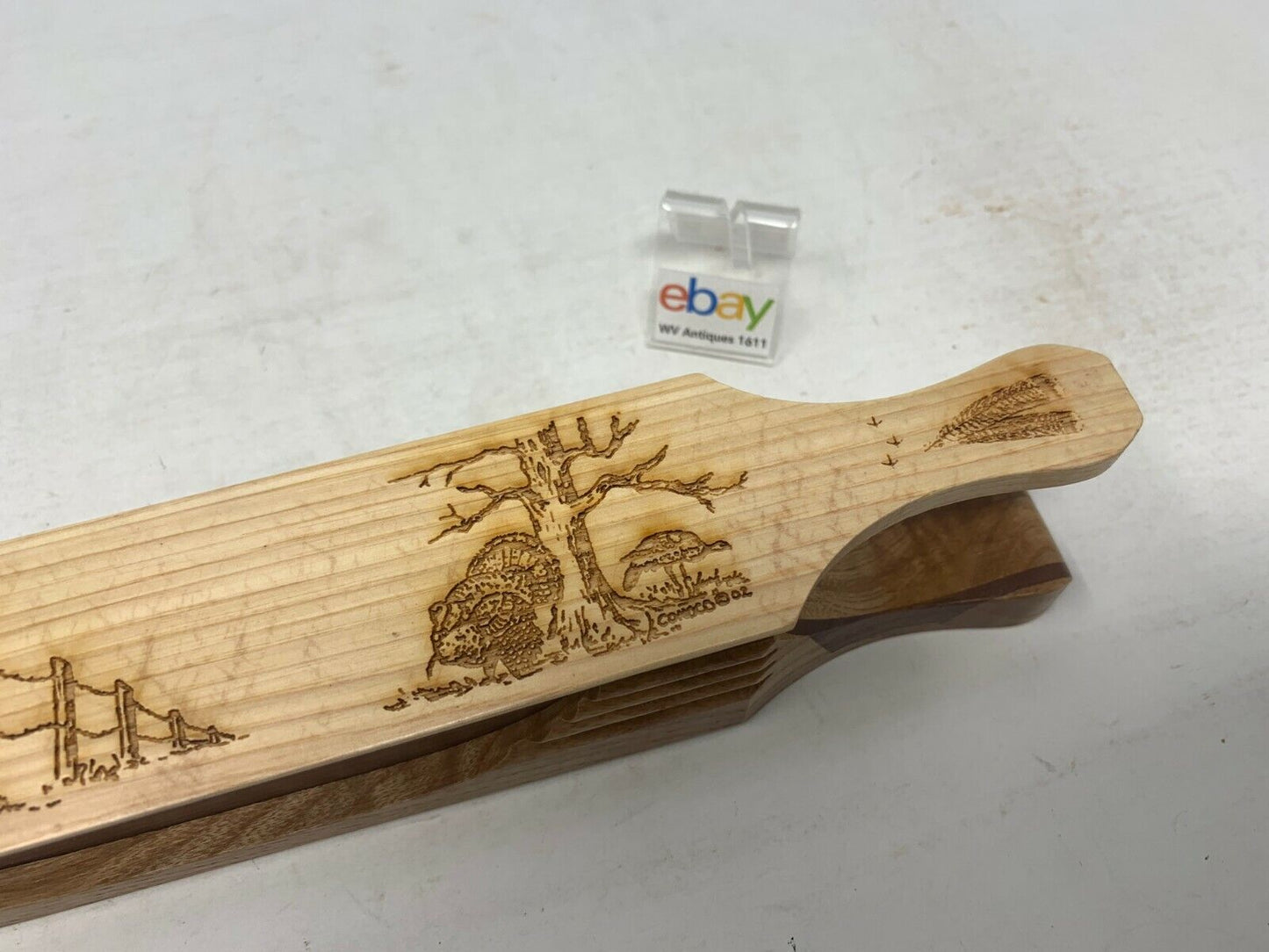 Wooden Amish Crafted 10" Handle Half Moon Turkey Box Call