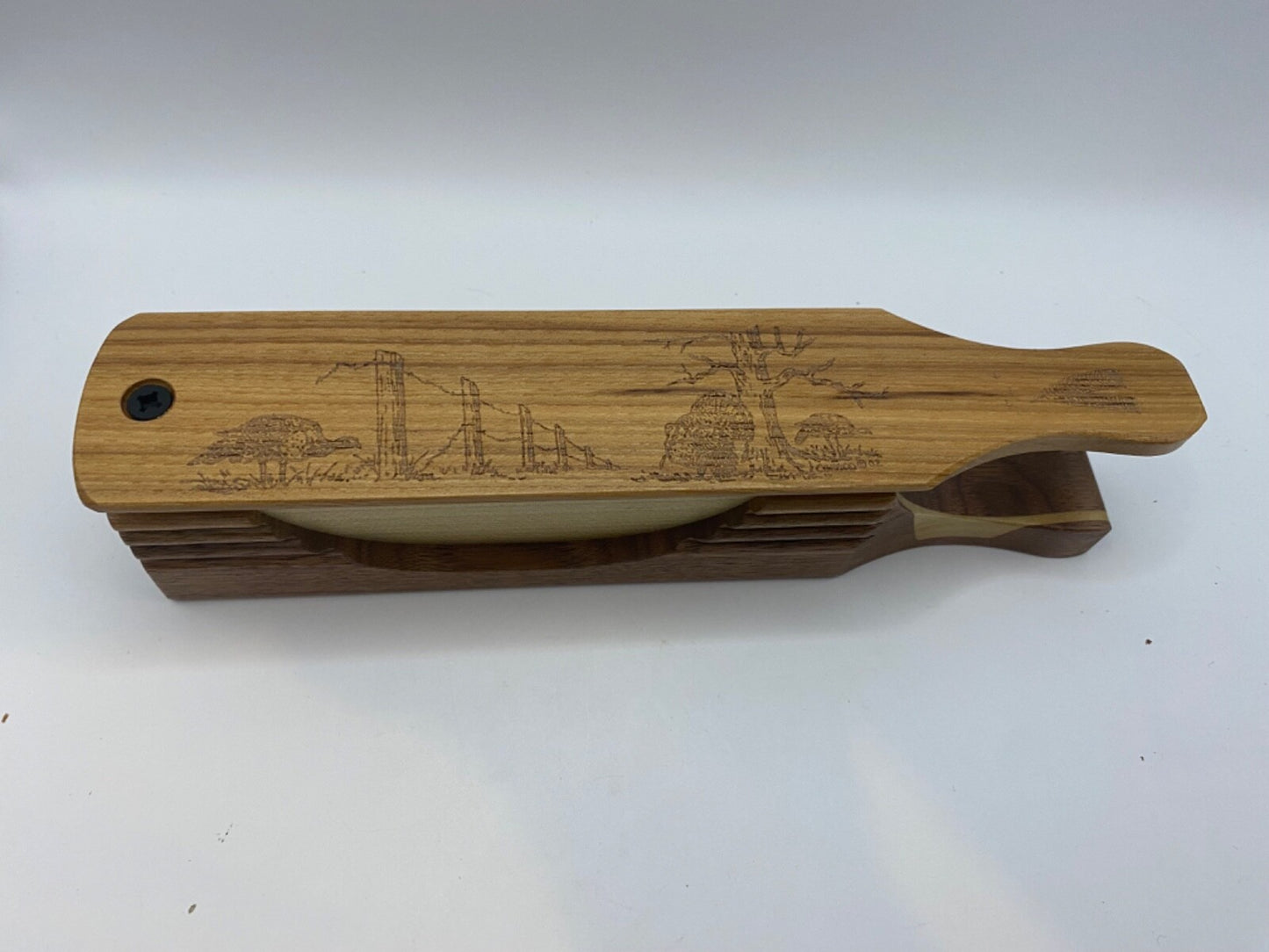 Genuinely Amish Crafted "Handle Half Moon" Turkey Box Call - New, Unused! Wooden