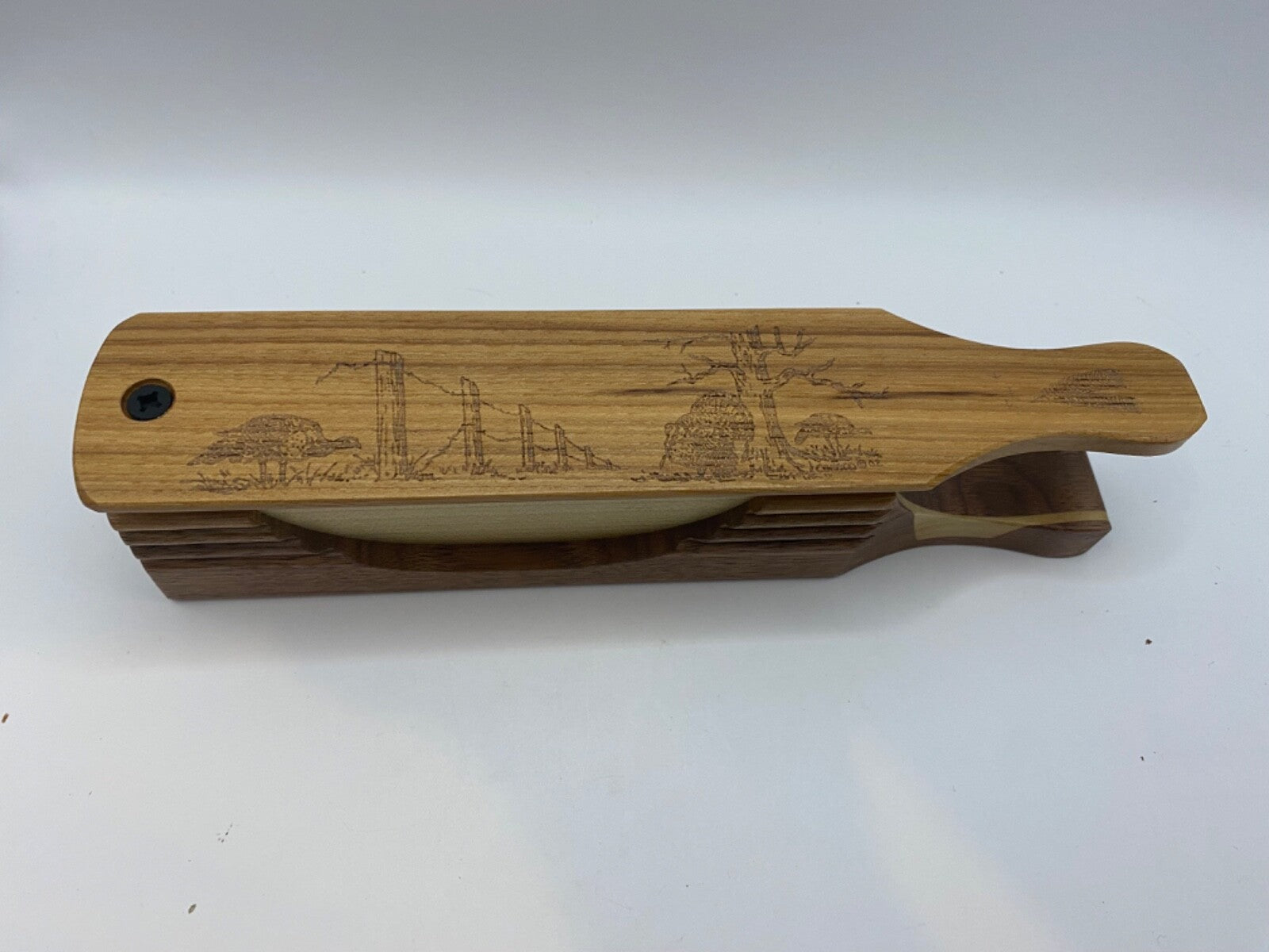 Genuinely Amish Crafted "Handle Half Moon" Turkey Box Call - New, Unused! Wooden