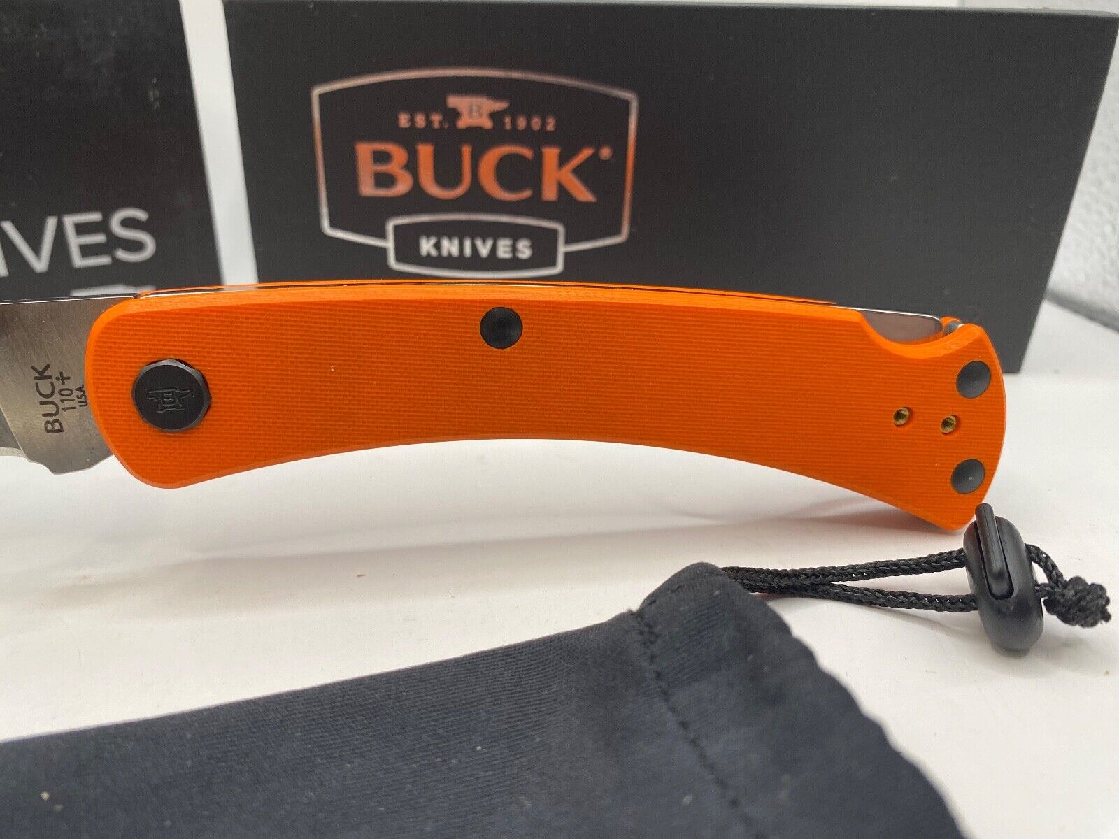 Buck USA 110 Slim Pro TRX Folding Knife, Orange G10 Handle, S30V Steel - NIB