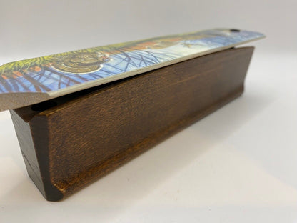 Wooden Amish Crafted Painted Lid Turkey Box Call - Turkey Scene